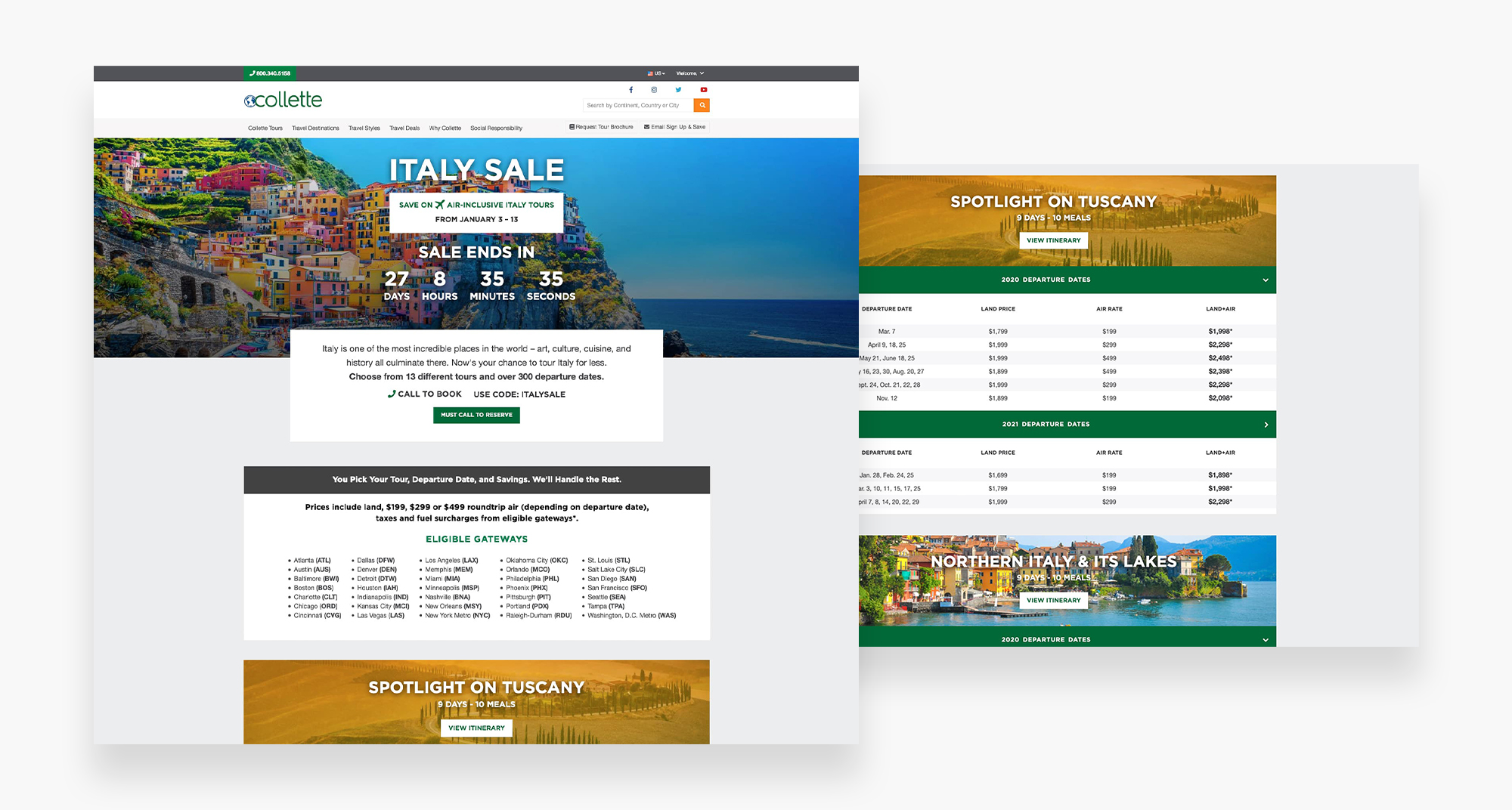 Collette Italy Sale Landing Page Desktop